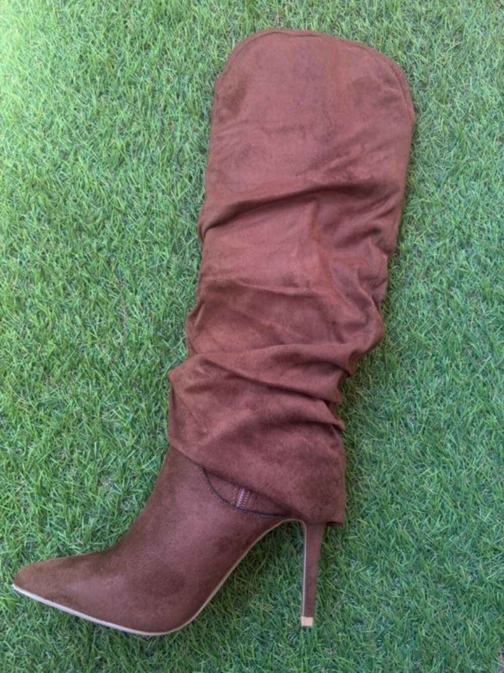 Ruched suede boots